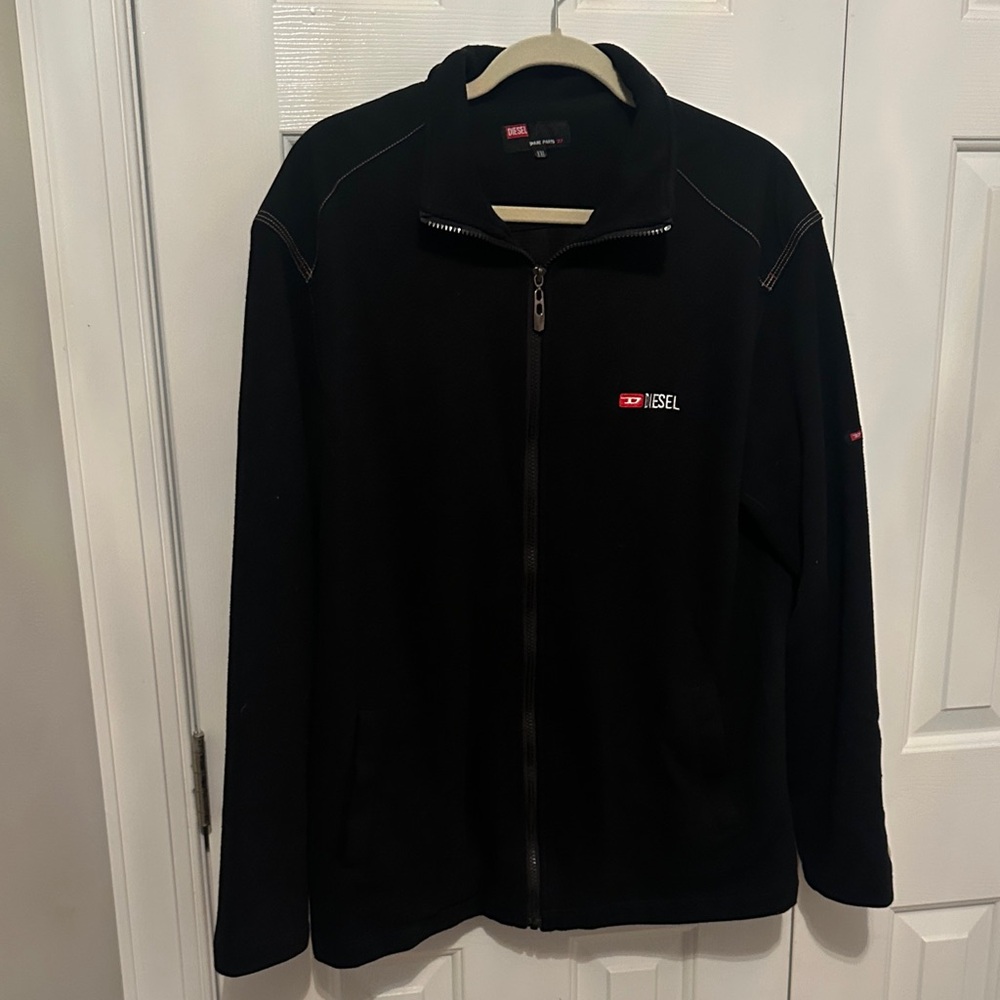 Diesel Black Zip-Up Jacket with Small Red Logo